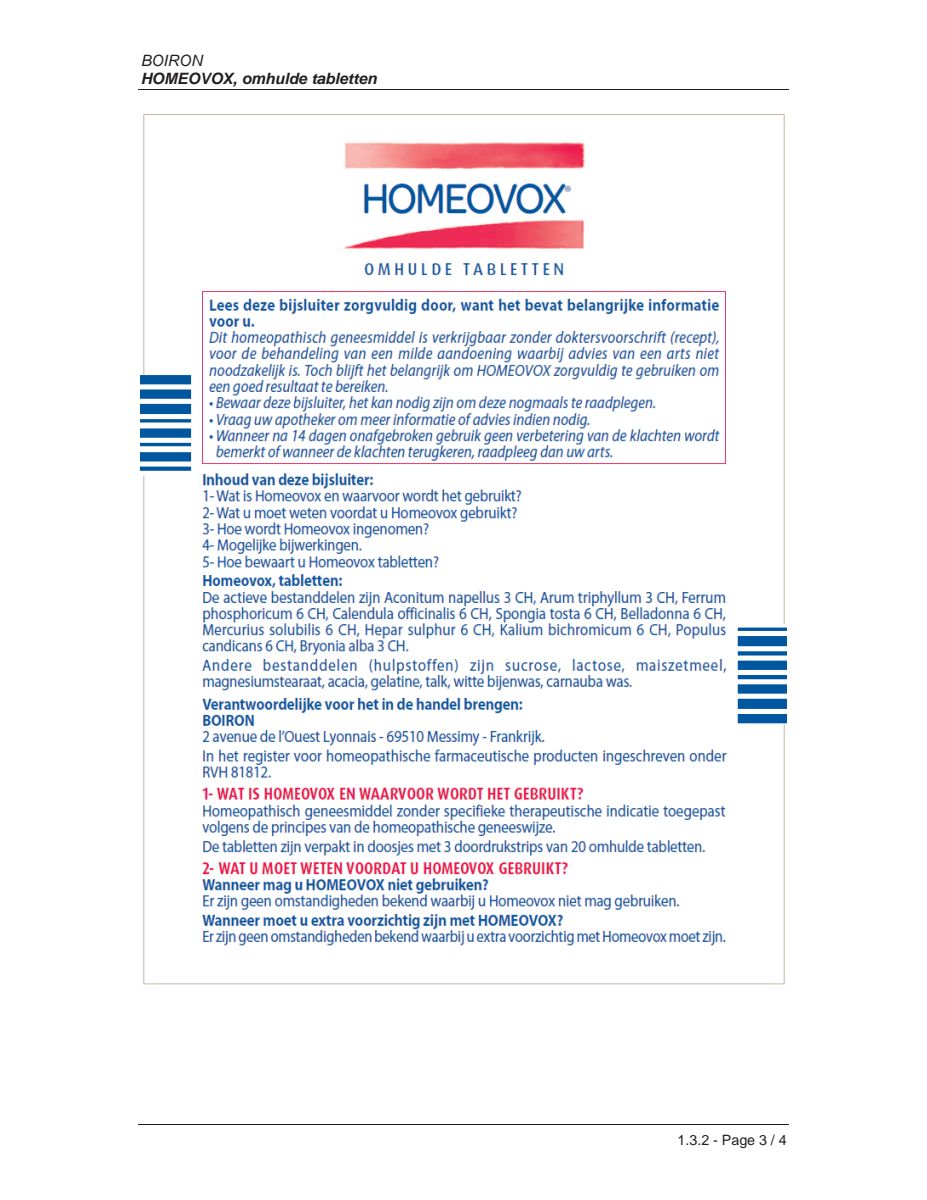 Homeovox Omhulde Tabletten afbeelding van document #1, leaflet
