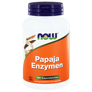NOW Papaja Enzymen Kauwtabletten 180TB NOW Papaja Enzymen Kauwtabletten 180TB
