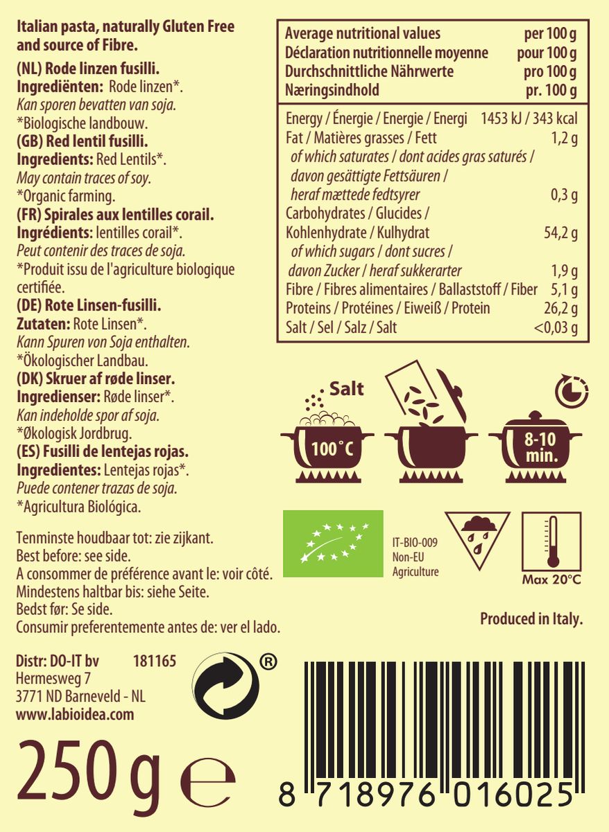 Fusilli Rode Linzen afbeelding van document #1, label