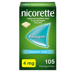 Nicorette Suikervrij Kauwgom Menthol Mint 4mg 105ST