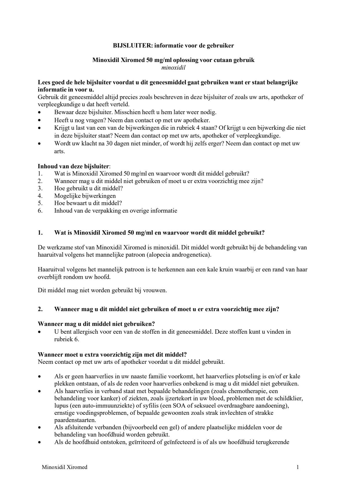 Minoxidil 50mg/ml Oplossing voor Cutaan Gebruik afbeelding van document #1, leaflet