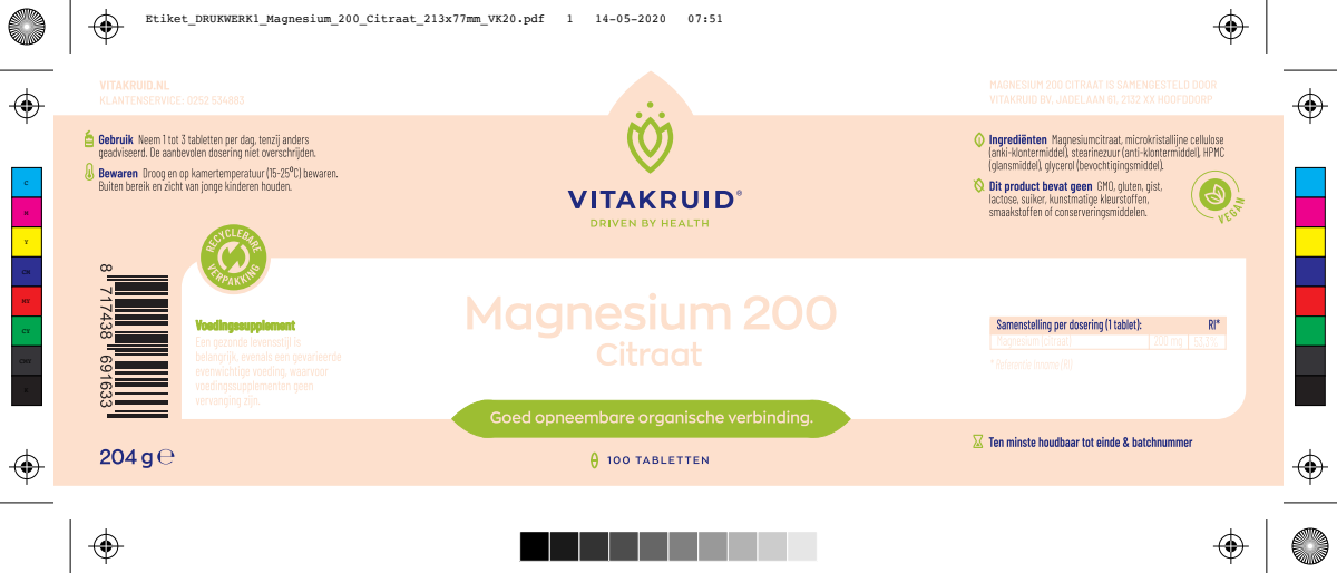 Magnesium 200 Citraat afbeelding van document #1, label