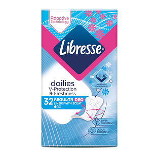 Libresse Dailies V-Protection Regular Deo Fresh Inlegkruisjes 32ST