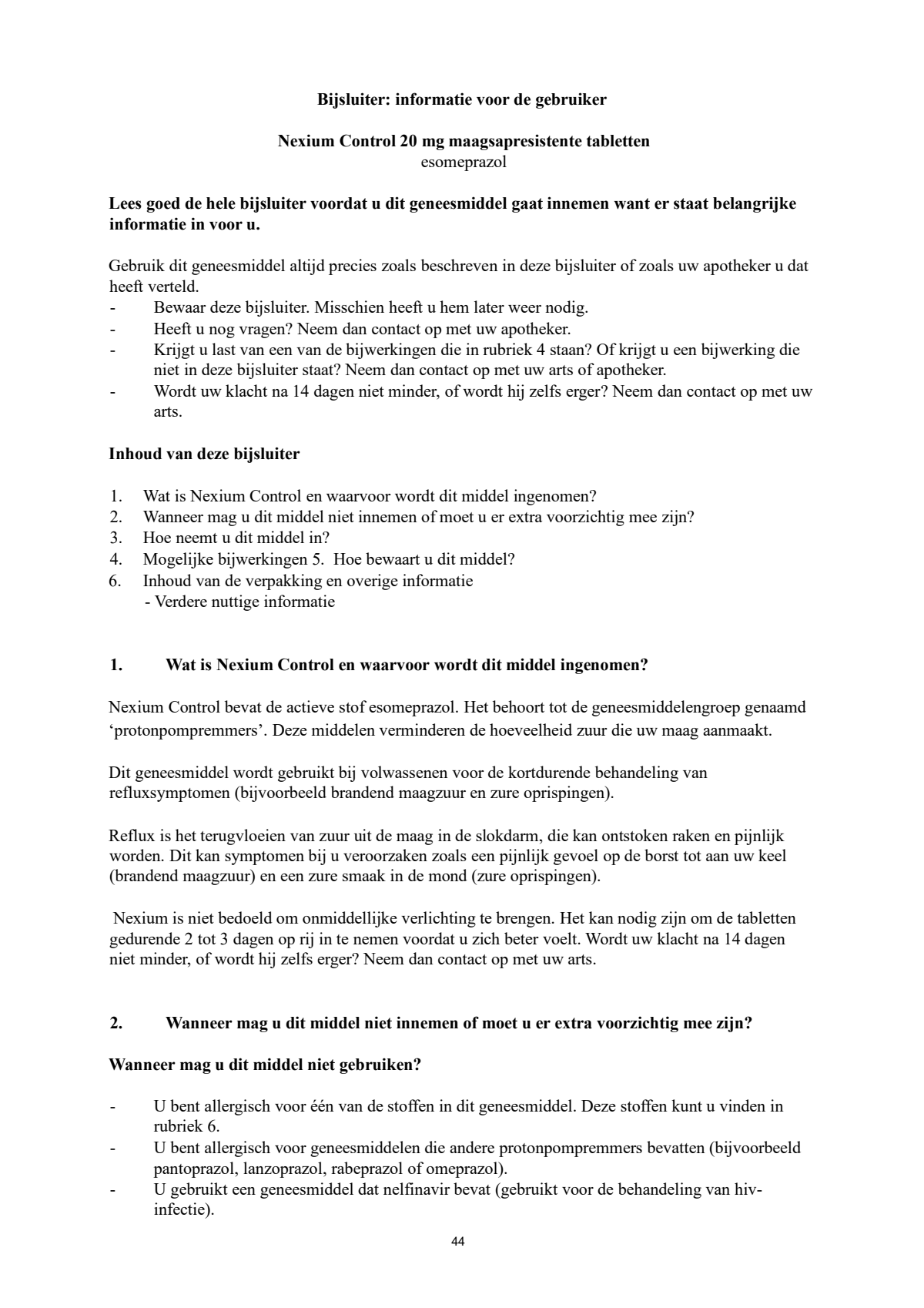 Control Tabletten - voor brandend maagzuur afbeelding van document #44, leaflet