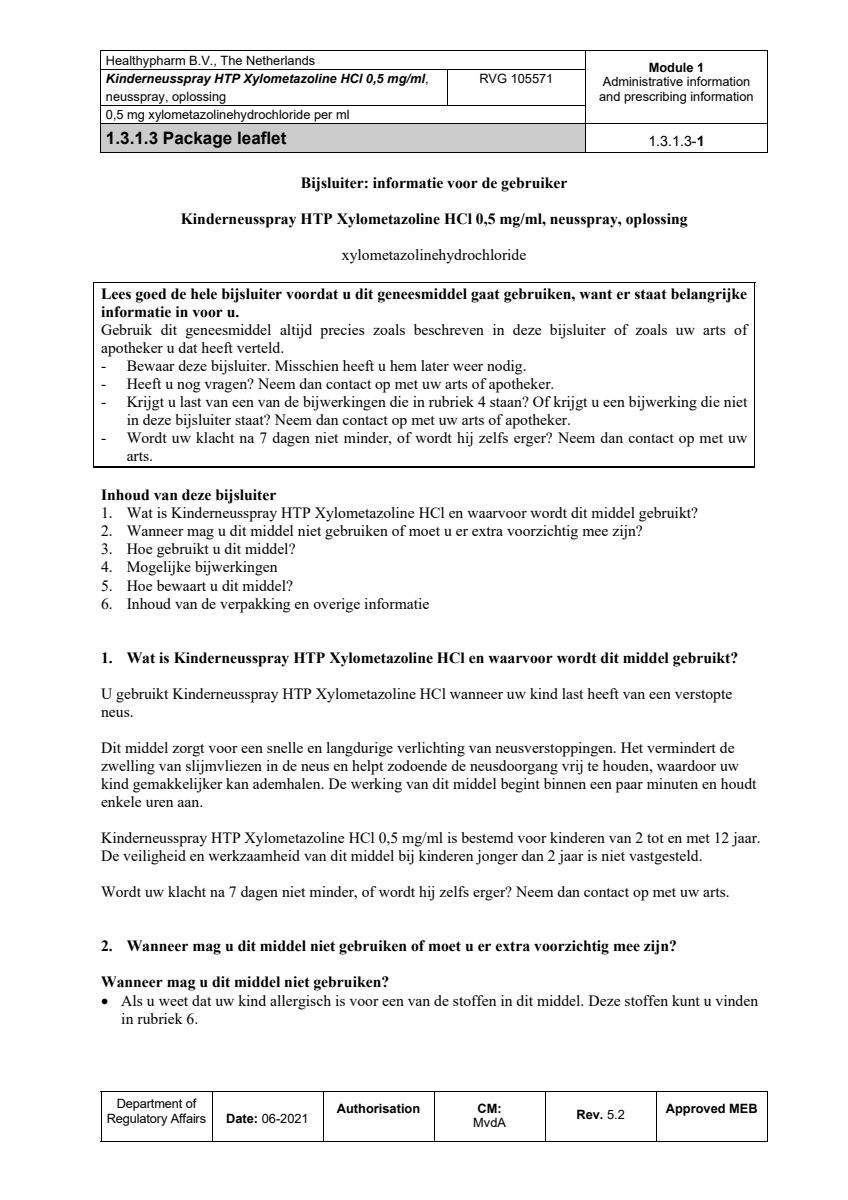 Neusspray Kind 0.5mg/ml afbeelding van document #1, leaflet