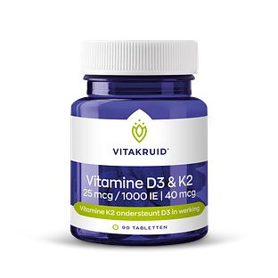 Vitakruid Vitamine D3 & K2 25mcg/1000IE/40mcg Tabletten 90TB