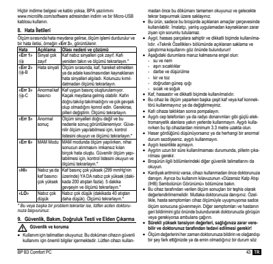 Microlife BP Bloeddrukmeter B3 Comfort PC afbeelding van document #45, instructions