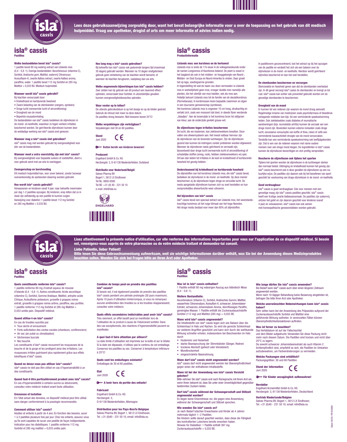 Cassis Keelpastilles - bij kriebelhoest en kortdurende heesheid Duoverpakking afbeelding van document #1, instructions