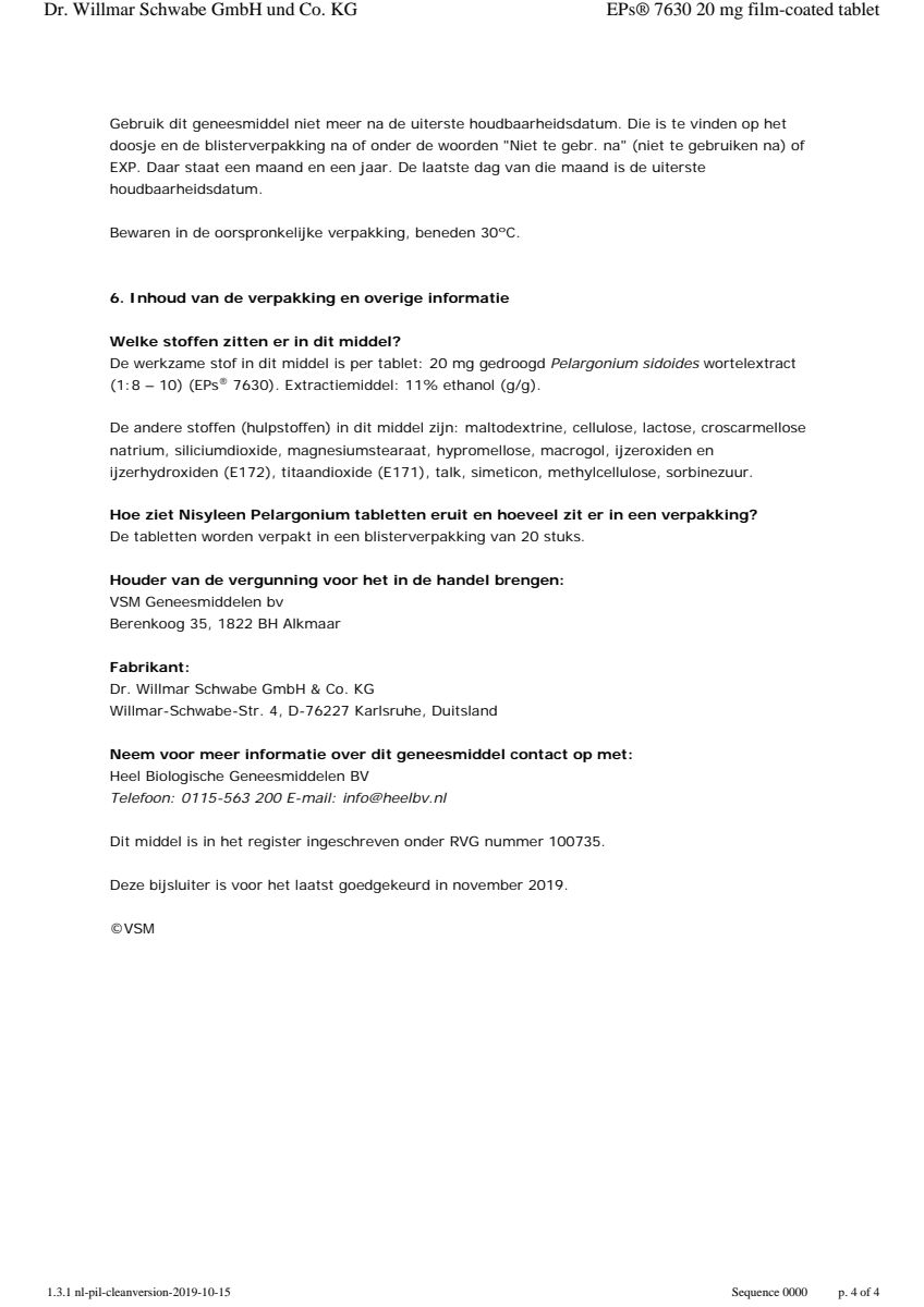 Nisyleen Pelargonium Tabletten afbeelding van document #4, leaflet