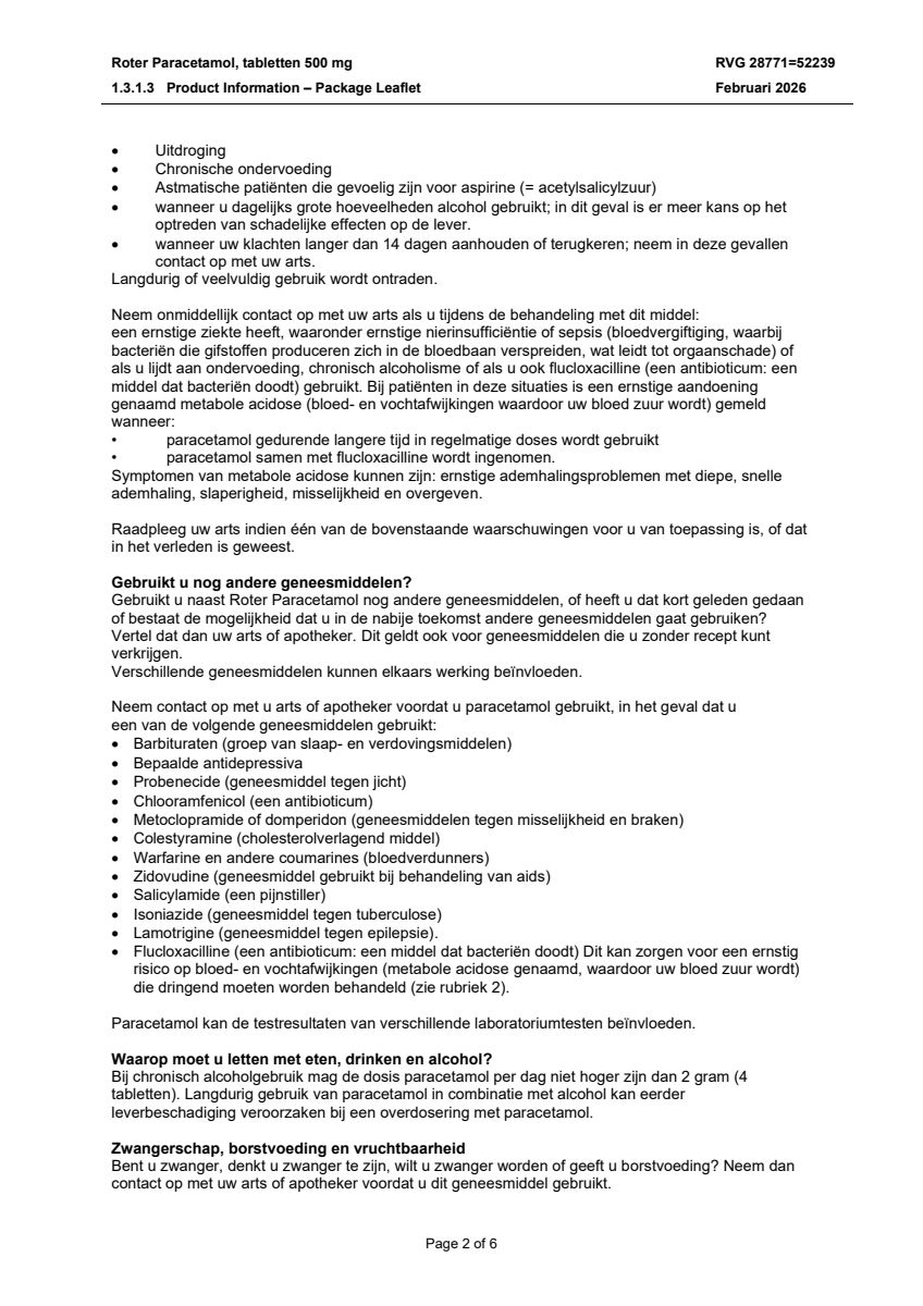 Paracetamol Tabletten 500mg afbeelding van document #2, leaflet
