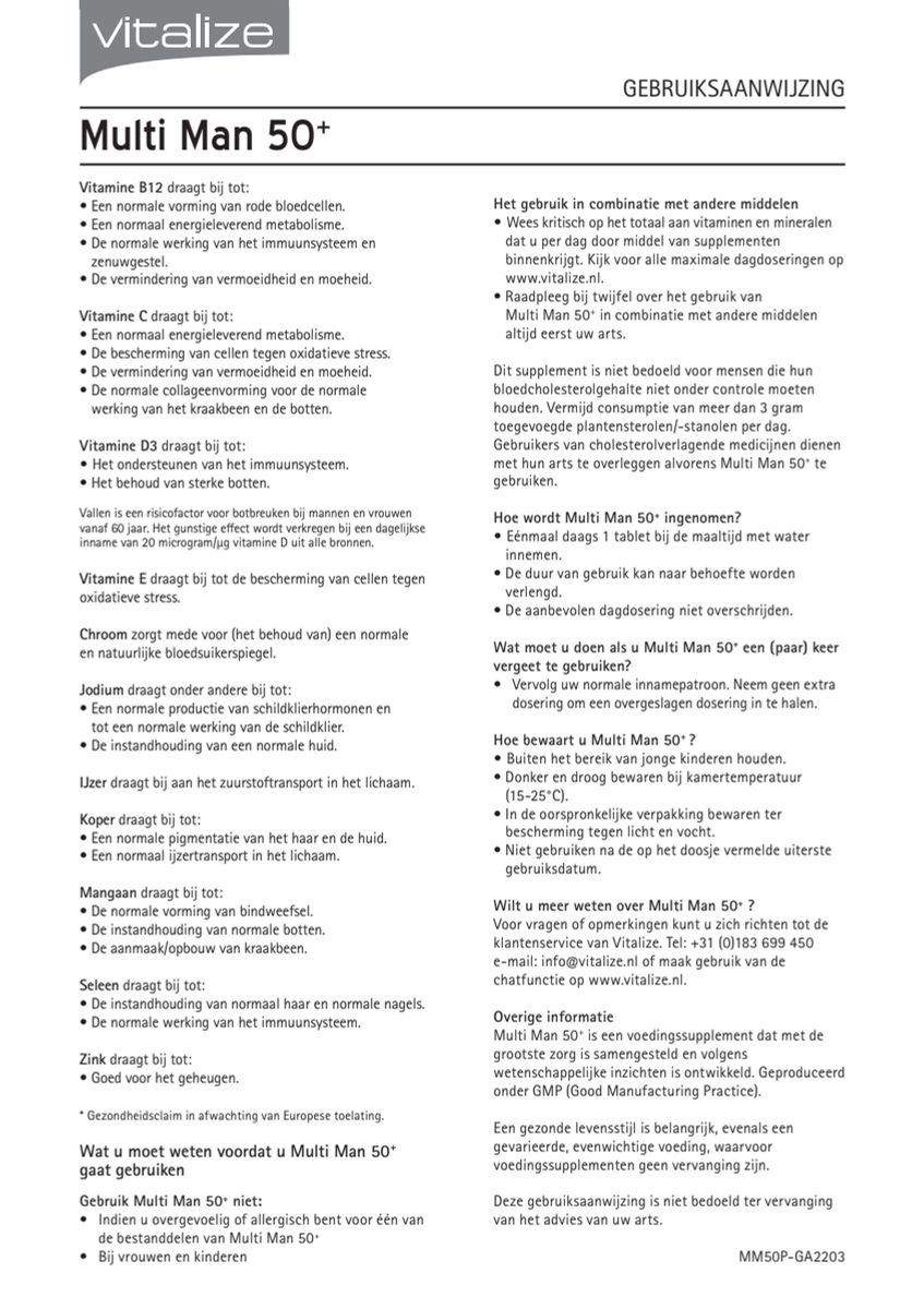 Multi Man 50+ Compleet Tabletten afbeelding van document #2, instructions