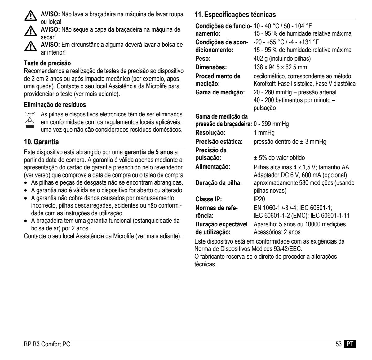 Microlife BP Bloeddrukmeter B3 Comfort PC afbeelding van document #55, instructions