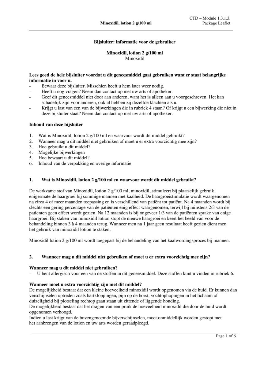 Minoxidil Lotion 2 g/100 ml afbeelding van document #1, leaflet