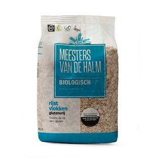De Halm Rijstvlokken Glutenvrij Biologisch 500GR De Halm Rijstvlokken Glutenvrij Biologisch 500GR