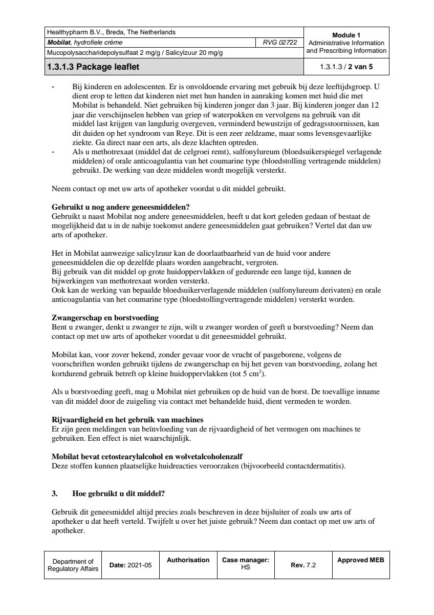 Mobilat Hydrofiele Creme afbeelding van document #2, leaflet