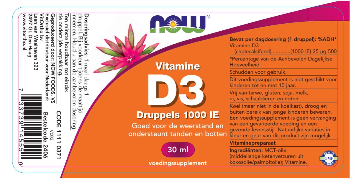 Vitamine D3 Druppels 1000IE afbeelding van document #1, label
