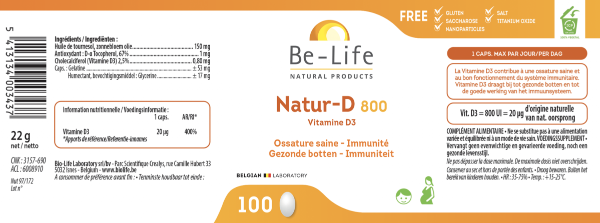 Natur-D 800 Capsules afbeelding van document #1, label