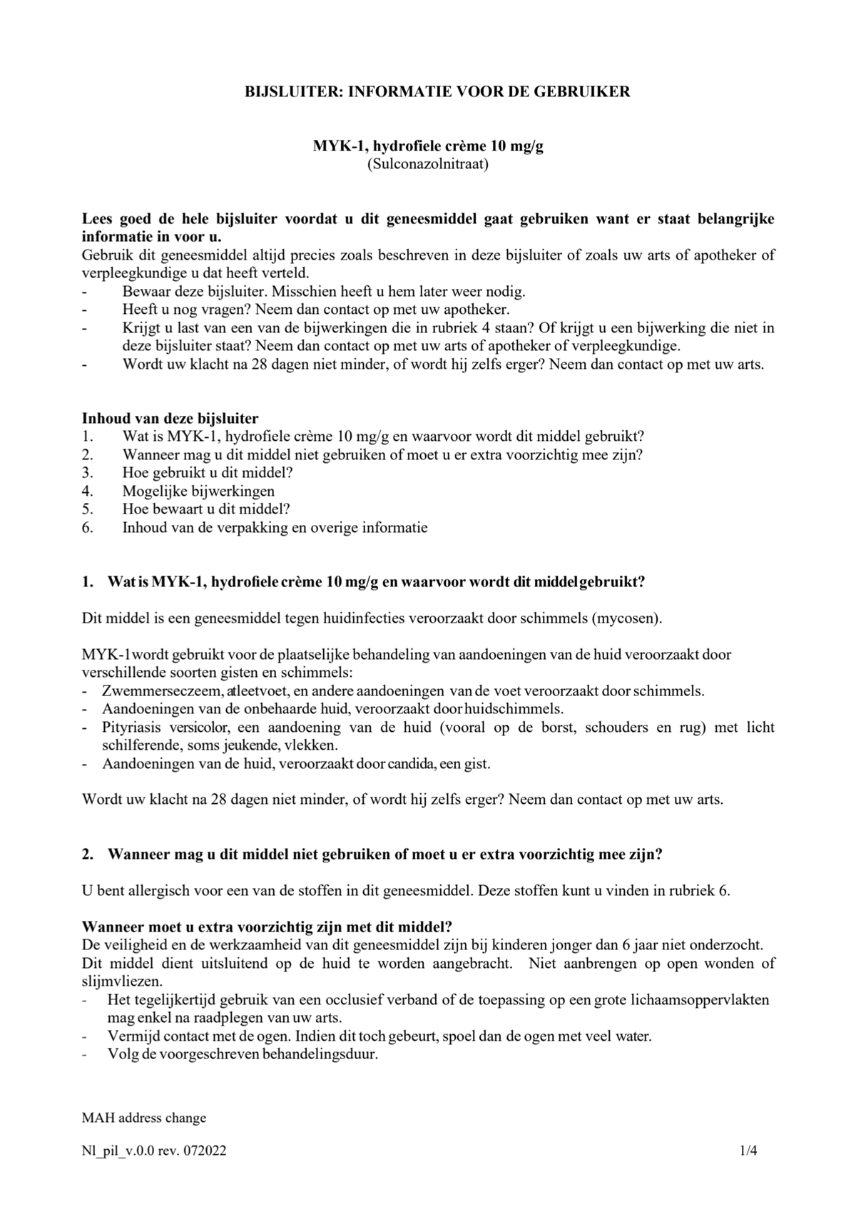 hydrofiele crème 10mg/g - bij schimmelinfecties van de huid - afbeelding van document #1, leaflet