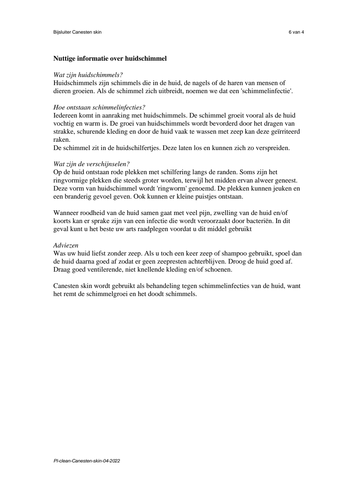 Skin Crème bij Huidschimmel afbeelding van document #6, leaflet