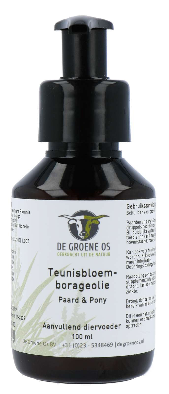 De Groene Os Teunisbloem-Borageolie Paard & Pony 100ML