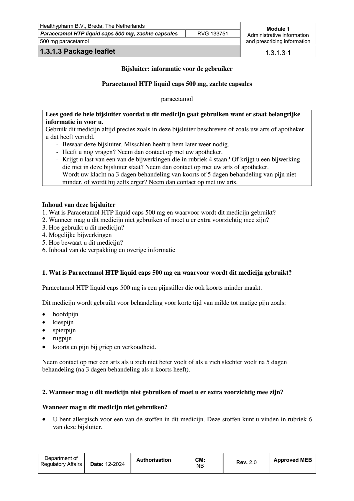 Paracetamol 500mg Liquid Capsules afbeelding van document #1, leaflet
