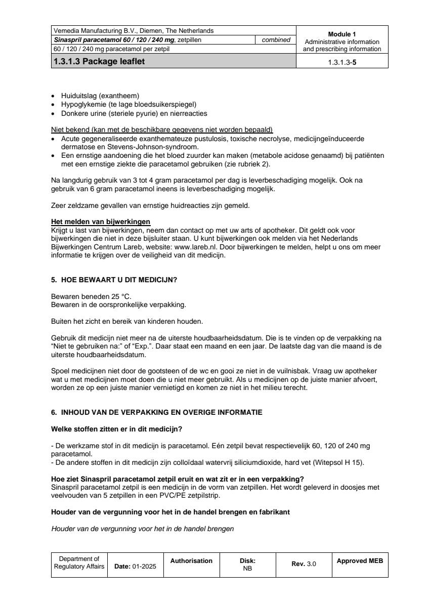 Paracetamol 240mg Zetpillen afbeelding van document #5, leaflet