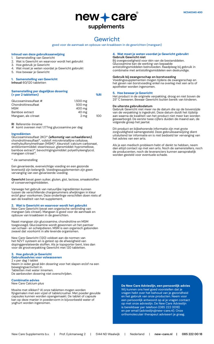 Gewricht Tabletten afbeelding van document #1, instructions