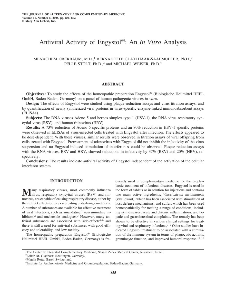 Engystol Tabletten afbeelding van document #1, research