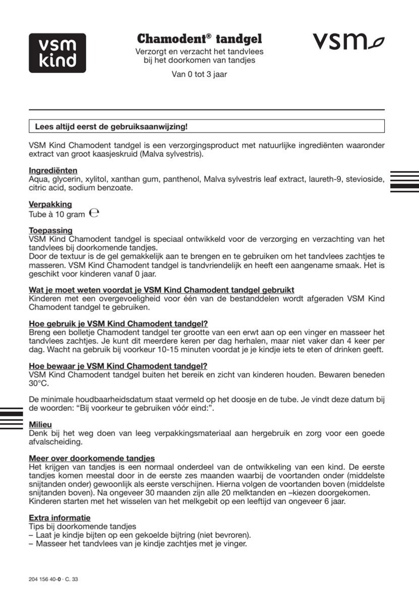 Kind Chamodent Tandgel afbeelding van document #1, instructions