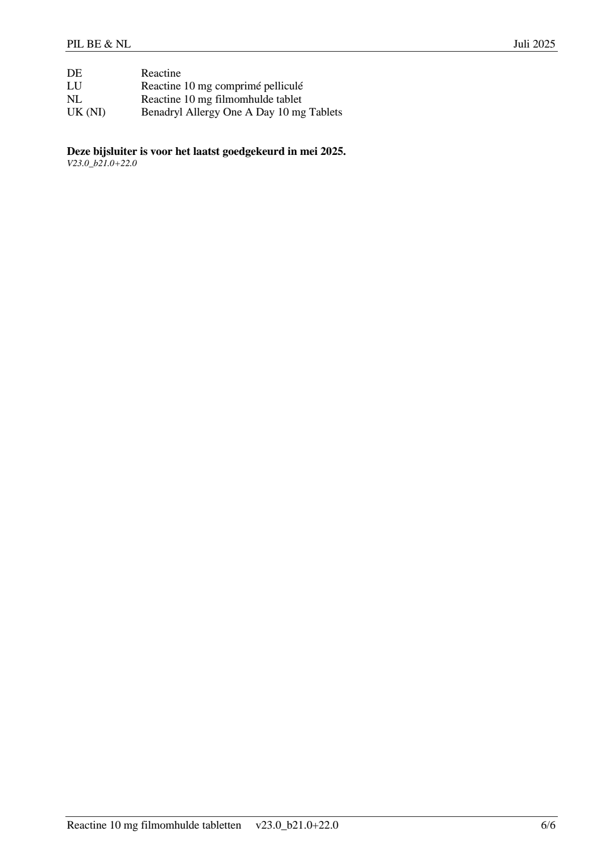 Cetirizine 10mg Tabletten afbeelding van document #6, leaflet