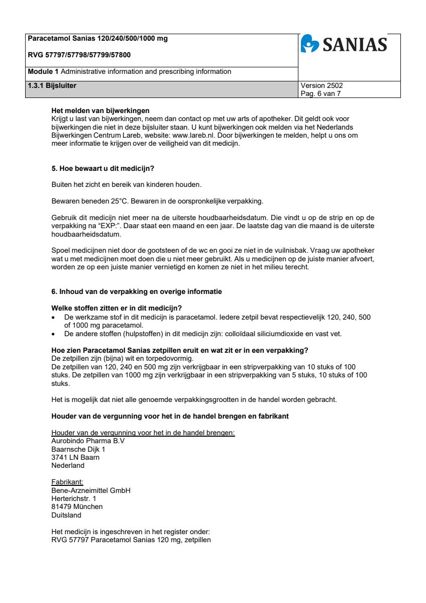 Paracetamol Zetpil 240mg afbeelding van document #6, leaflet