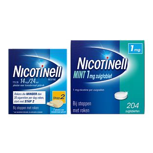 Nicotinell Combineer Pleister 14 mg (7st) en Zuigtablet Mint 1 mg (204st) - 2 Stuks