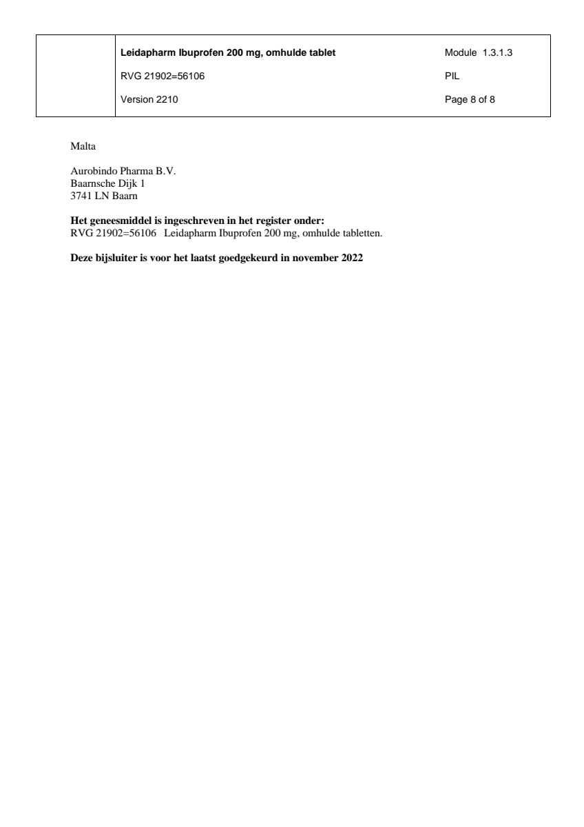 Ibuprofen 200mg Tabletten afbeelding van document #8, leaflet