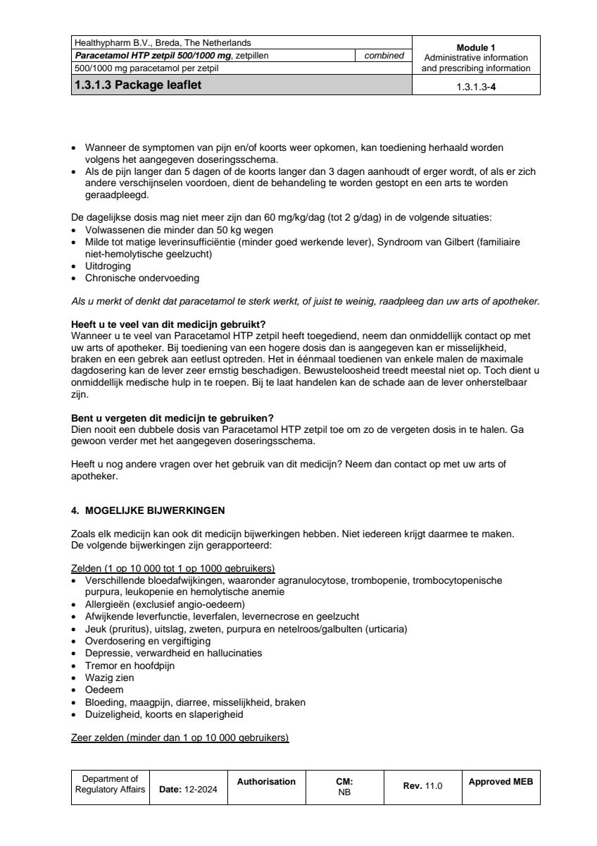 Paracetamol HTP Zetpil 500mg afbeelding van document #4, leaflet