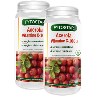 Fytostar Vitamine C-1000 Acerola Kauwtabletten - Duoverpakking 2x60TB