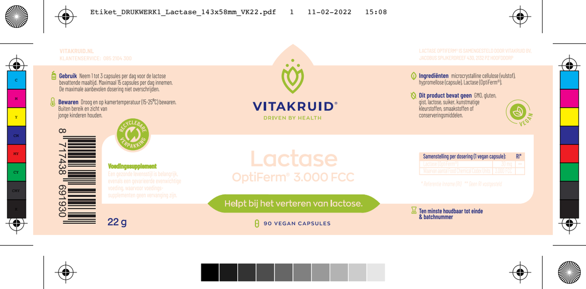 Lactase enzym OptiFerm® 3.000 FCC Capsules afbeelding van document #1, label