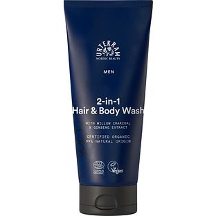 Urtekram Men 2-in-1 Hair & Body Wash  With Willow Charcoal & Ginseng 200ML