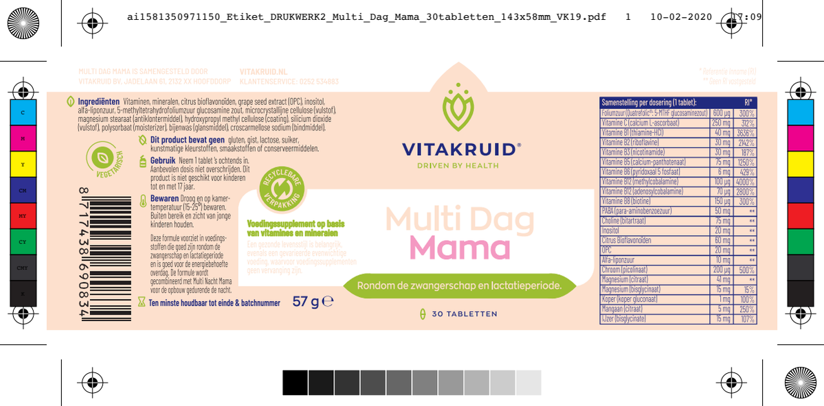 Multi Dag & Nacht Mama 100% Vegan 2 x 30 afbeelding van document #1, label