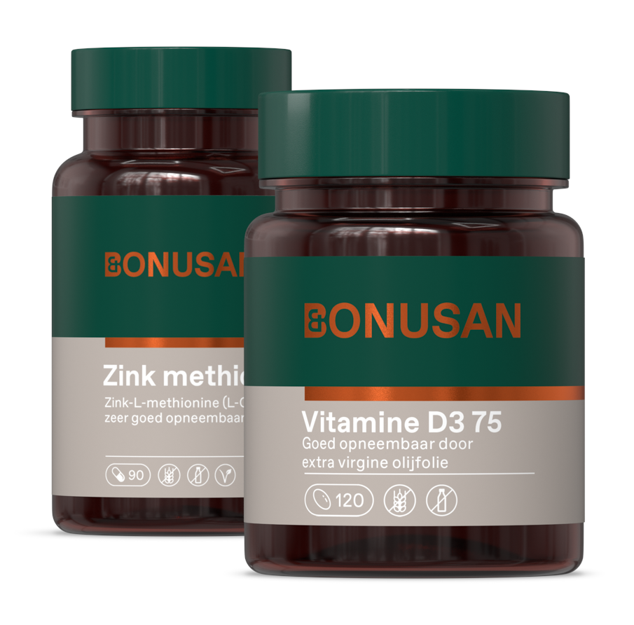 Bonusan Zink methionine Capsules + Vitamine D3 75 Softgels - Combiset 2 Stuks
