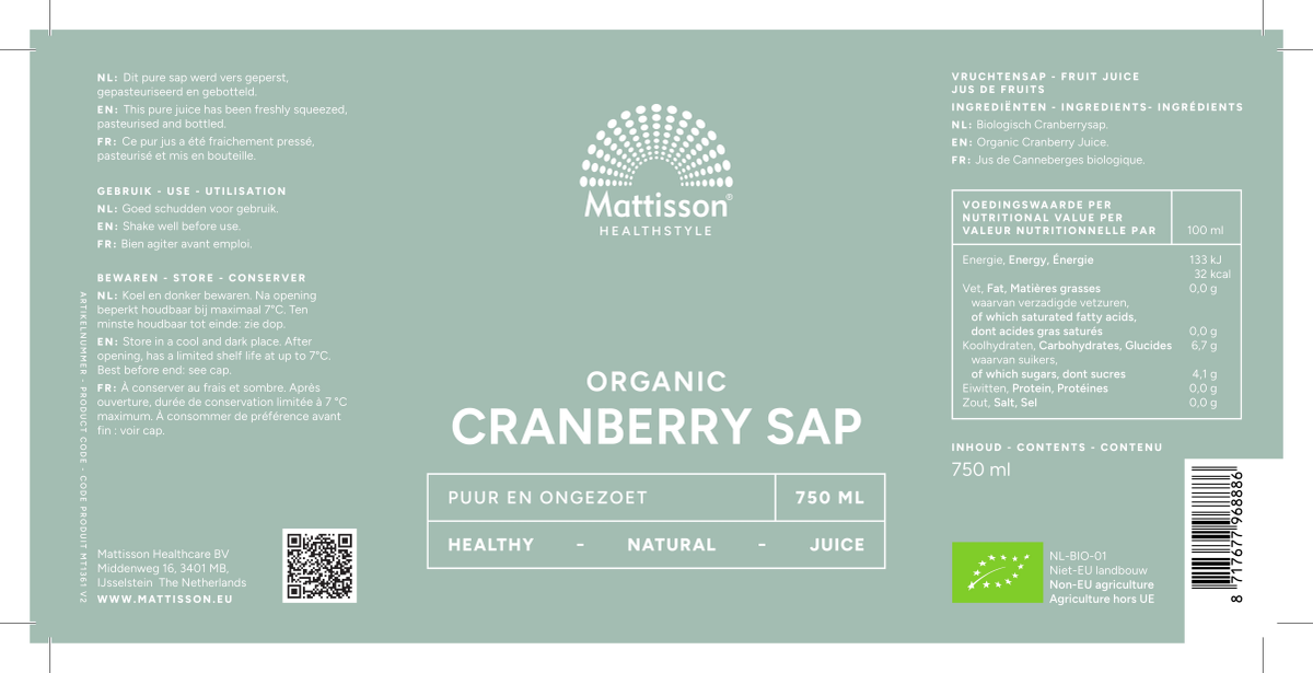 Biologisch Cranberrysap afbeelding van document #1, label