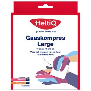 HeltiQ Gaaskompres Large 10ST HeltiQ Gaaskompres Large 10ST
