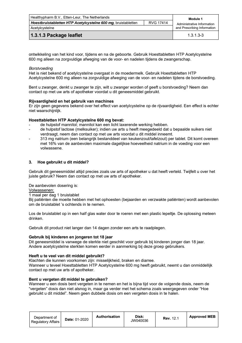 Acetylcysteïne 600mg Bruistabletten afbeelding van document #3, leaflet
