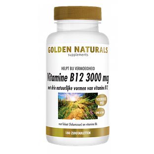 Golden Naturals B12 3000mcg Zuigtabletten 180ZTB Golden Naturals B12 3000mcg Zuigtabletten 180ZTB