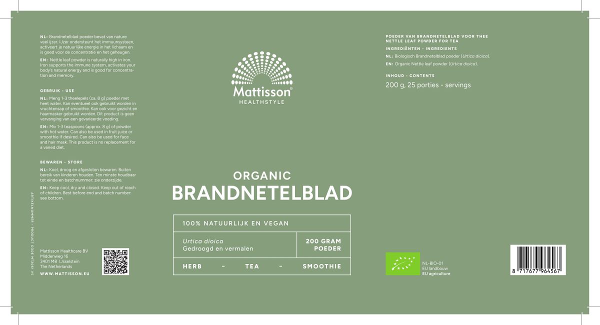 Biologisch Brandnetelblad Poeder afbeelding van document #1, label