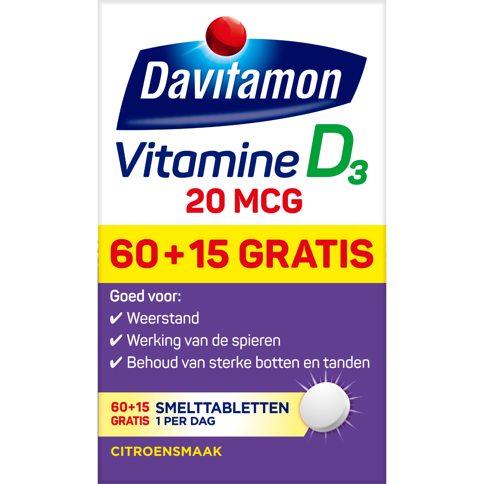 Davitamon Vitamine D3 20mcg Smelttabletten