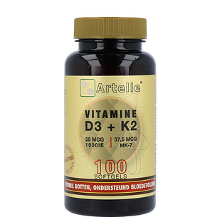Artelle Vitamine D3 & K2 Softgels 100ST Artelle Vitamine D3 & K2 Softgels 100ST