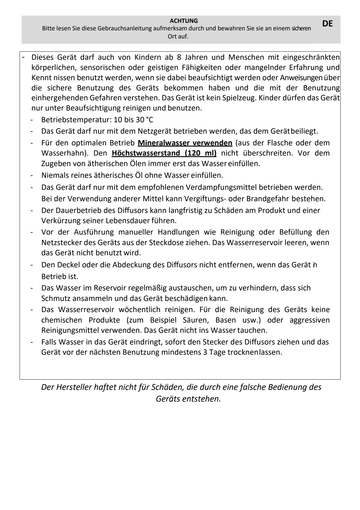 Impulse Aroma Diffuser afbeelding van document #11, instructions