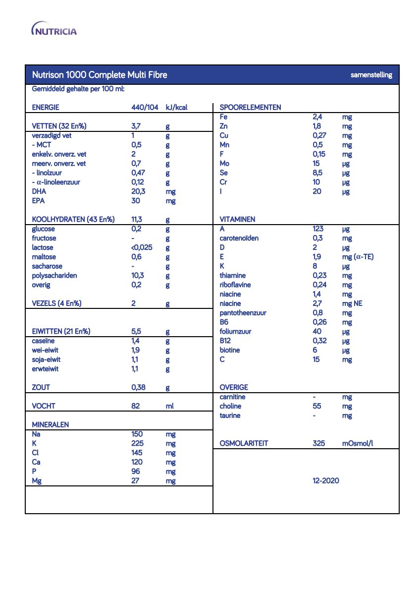 Nutrison 1000 Complete Multi Fibre afbeelding van document #1, info_folder
