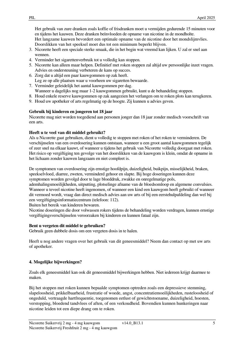 Suikervrij Freshfruit 2mg Kauwgom afbeelding van document #5, leaflet