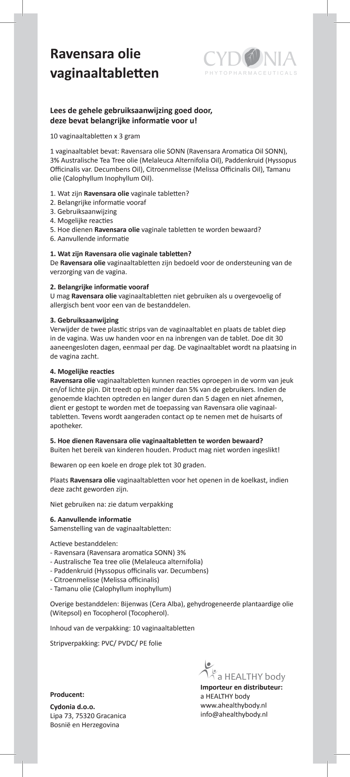 Ravensara Voordeelverpakking Vaginaaltabletten afbeelding van document #1, instructions